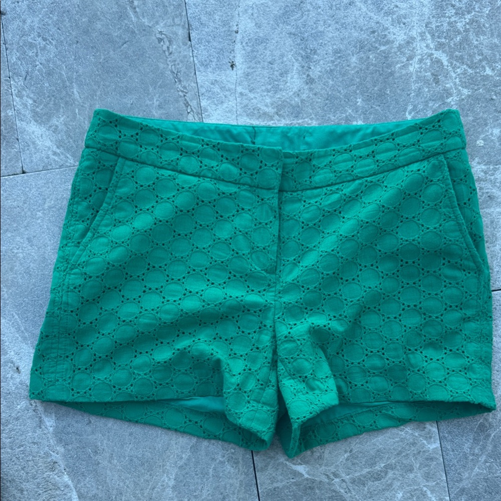 Express Green Eyelet High Waist Shorts